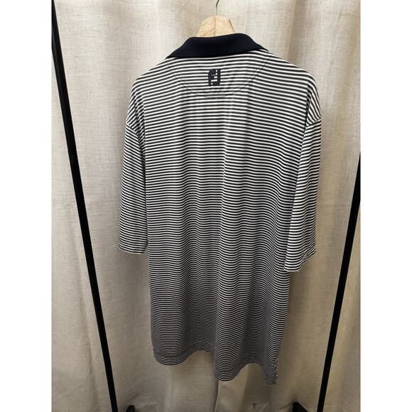 FootJoy Striped Golf Polo XL Navy White 1757 Golf Club FJ Logo - Picture 9 of 9